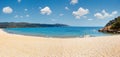 Wonderful sandy beach at Aegean sea on Sithonia, Halkidiki, Greece