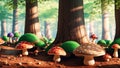 A Wonderful Scene Of A Forest With Many Different Colored Mushrooms AI Generative