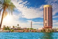 Wonderful scenery of the Nile and modern center of Cairo, Egypt Royalty Free Stock Photo