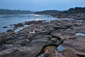 Wonderful shape of rocks with reflection in blue river Royalty Free Stock Photo