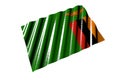 cute labor day flag 3d illustration - shiny flag of Zambia with large folds lie isolated on white, perspective view