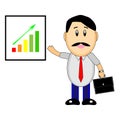 A wonderful simple character of a businessman with a graph of growth