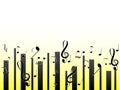 Wonderful simple design of musical notes for a light and yellow background