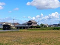 wonderful sky on the green rural area in japan Royalty Free Stock Photo