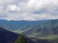 wonderful spring landscape in the mountains. It's a sunny day.grassy fields and hills. rural landscape Royalty Free Stock Photo