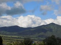 wonderful spring landscape in the mountains. It's a sunny day.grassy fields and hills. rural landscape Royalty Free Stock Photo