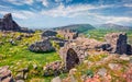 Wonderful spring view of ruins of Lezhe Fortress. Sunny morning scene of Albania, Europe