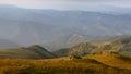 Wonderful springtime panoramic landscape in mountains at sunrise.Farcau Peak. Maramures. Romania. Royalty Free Stock Photo