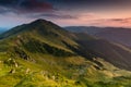 Wonderful springtime panoramic landscape in mountains at sunset. Nature Park. Natural reserve. Royalty Free Stock Photo