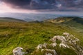 Wonderful springtime panoramic landscape in mountains at sunset. Nature Park. Natural reserve. Royalty Free Stock Photo