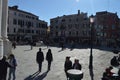 Wonderful Square Full Of Life Of The San Barnaba Countryside In Venice At Sunrise. Travel, holidays, architecture. March 28, 2015