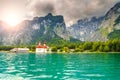 Wonderful St Bartholoma church with alpine lake Konigsee, Bavaria, Germany Royalty Free Stock Photo