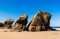 Playa de las Catedrales. Wonderful stone figures. Cathedrals beach at the Atlantic Ocean, Cantabric coast Lugo, Galicia, Spain