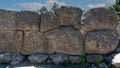 A wonderful stone wall made with large pieces of stone  in Alacahoyuk archaeological site, Corum, Turkey Royalty Free Stock Photo