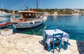 Wonderful summer day of Zavalata Beach, Fiskardo village and harbor. Kefalonia island, Greece, Europe. Beautiful Spring