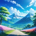 a wonderful summer feeling anime landscape epic technology