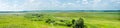 Wonderful summer panoramic view of fields and motorway