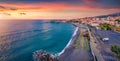 Wonderful summer view from flying drone ofMarina di Belvedere public beach.