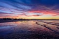 Beautiful sunrise on the Atlantic beach in Essaouira town