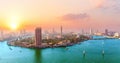 Wonderful sunset panorama of Gezira island and the Nile river in Cairo, Egypt Royalty Free Stock Photo