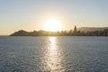 Wonderful sunset panorama over Benidorm skyline, beach city in Spain.Famous destination in Costa Blanca, Alicante.Holidays and Royalty Free Stock Photo