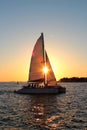 Wonderful sunset - sailing ship and an unbelieveable yellow and orange sky - Key West - Florida - USA Royalty Free Stock Photo