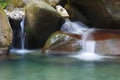 Wonderful tranquil waterfall among the rocks of mountain creek