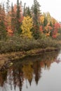 Vibrant Autumn Colors Reflecting on the Wisconsin River in Land O`Lakes Wisconsin