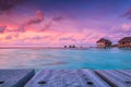 Wonderful twilight time at tropical beach resort in Maldives