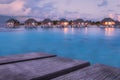 Wonderful twilight time at tropical beach resort in Maldives