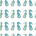 Wonderful vector seamless pattern of seahorses