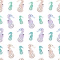 Wonderful vector seamless pattern of seahorses