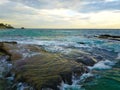 Wonderful of Victoria beach with blue ocean waves, blue sky and majestic cloud formations Royalty Free Stock Photo