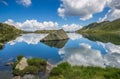 Wonderful view of Bombasel lake in the Cermis alp, Val di Fiemme, Trentino