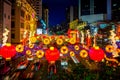 Wonderful view of Eu Tong Sen street decoration at night, Chinatown, Singapore