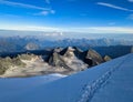 wonderful view of the glaciers from the grand combin. glaciated massif in the western Valais, Switzerland