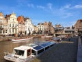 A wonderful view on an incredible fairytale Gent, Belgium from a canal embankment Royalty Free Stock Photo