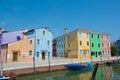 Walking through the streets of Burano. Colorful houses. Royalty Free Stock Photo