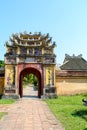 Wonderful view of the Meridian Gate to the Imperial City with the Purple Forbidden City within the Citadel in Hue, Vietnam Royalty Free Stock Photo