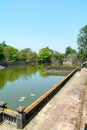 Wonderful view of the Meridian Gate to the Imperial City with the Purple Forbidden City within the Citadel in Hue, Vietnam Royalty Free Stock Photo