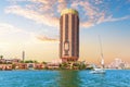 Wonderful view of the Nile bank, boats and hotels of Cairo, Egypt Royalty Free Stock Photo