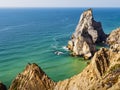 Wonderful view of Praia da Ursa and its huge rocky formations Ursa and Gigante stones, Cabo da Roca cape, Portugal Royalty Free Stock Photo