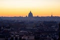 Panorama view of Rome at sunset with St Peter Cathedral Royalty Free Stock Photo