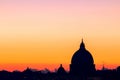 Panorama view of Rome at sunset with St Peter Cathedral Royalty Free Stock Photo