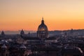 Panorama view of Rome at sunset with St Peter Cathedral Royalty Free Stock Photo