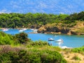 The wonderful view of Sea and coast full of nature in Lopar in Rab Island Croatia