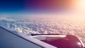 Wonderful View Of The Twilight Sky Through The Window An Airplane Royalty Free Stock Photo