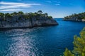 Wonderful viewpoint from the forest, Calanques National Park near Cassis fishing village, Provence