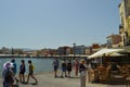 Wonderful Views Of The Port Of Chania In Venetian Style With Immensity Of Souvenir Shops And Restaurants. History Architecture Tra