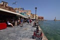 Wonderful Views Of The Port Of Chania In Venetian Style With Immensity Of Souvenir Shops And Restaurants. History Architecture Tra